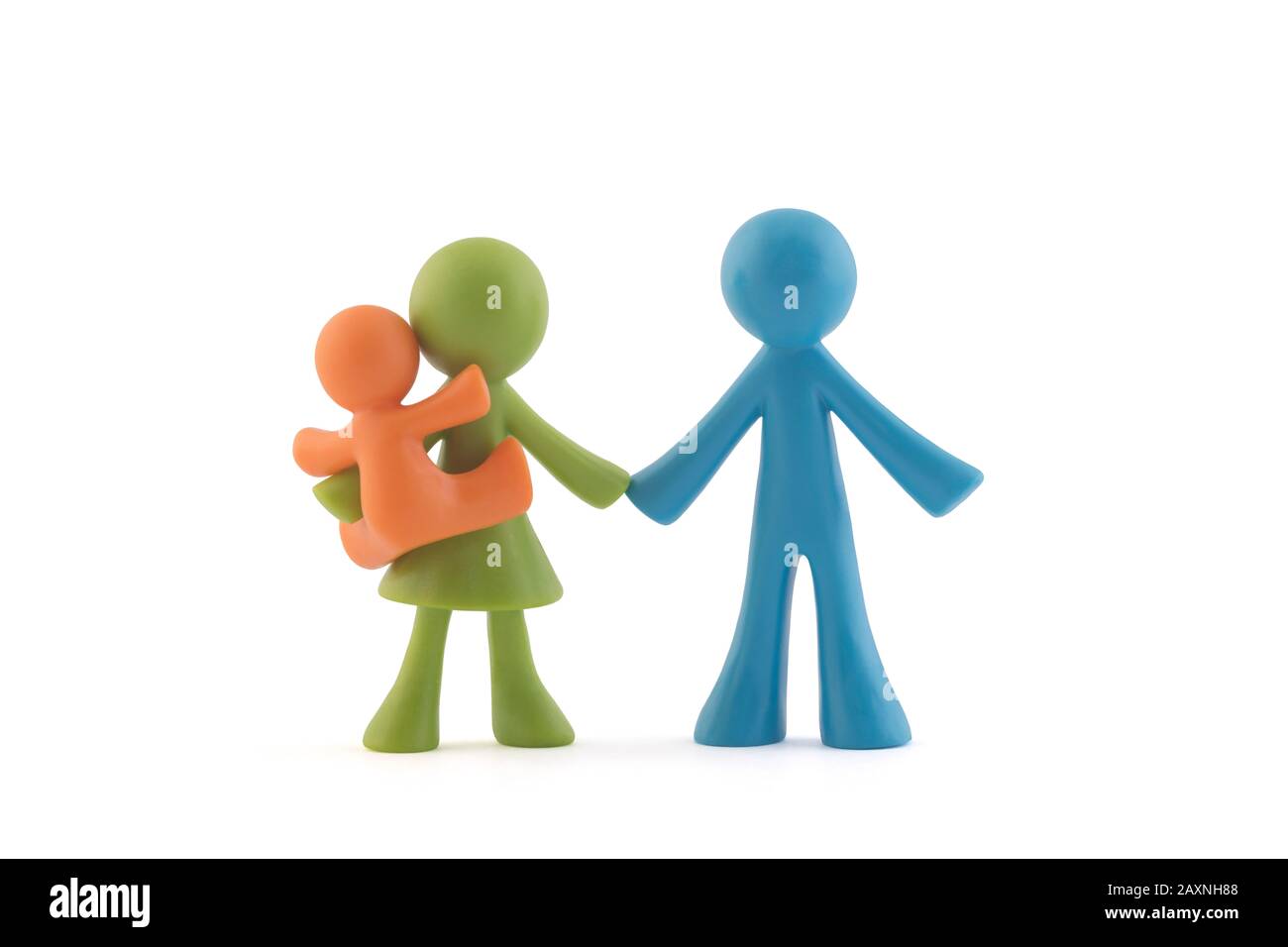 Colorful family figurines on white background with clipping path Stock Photo