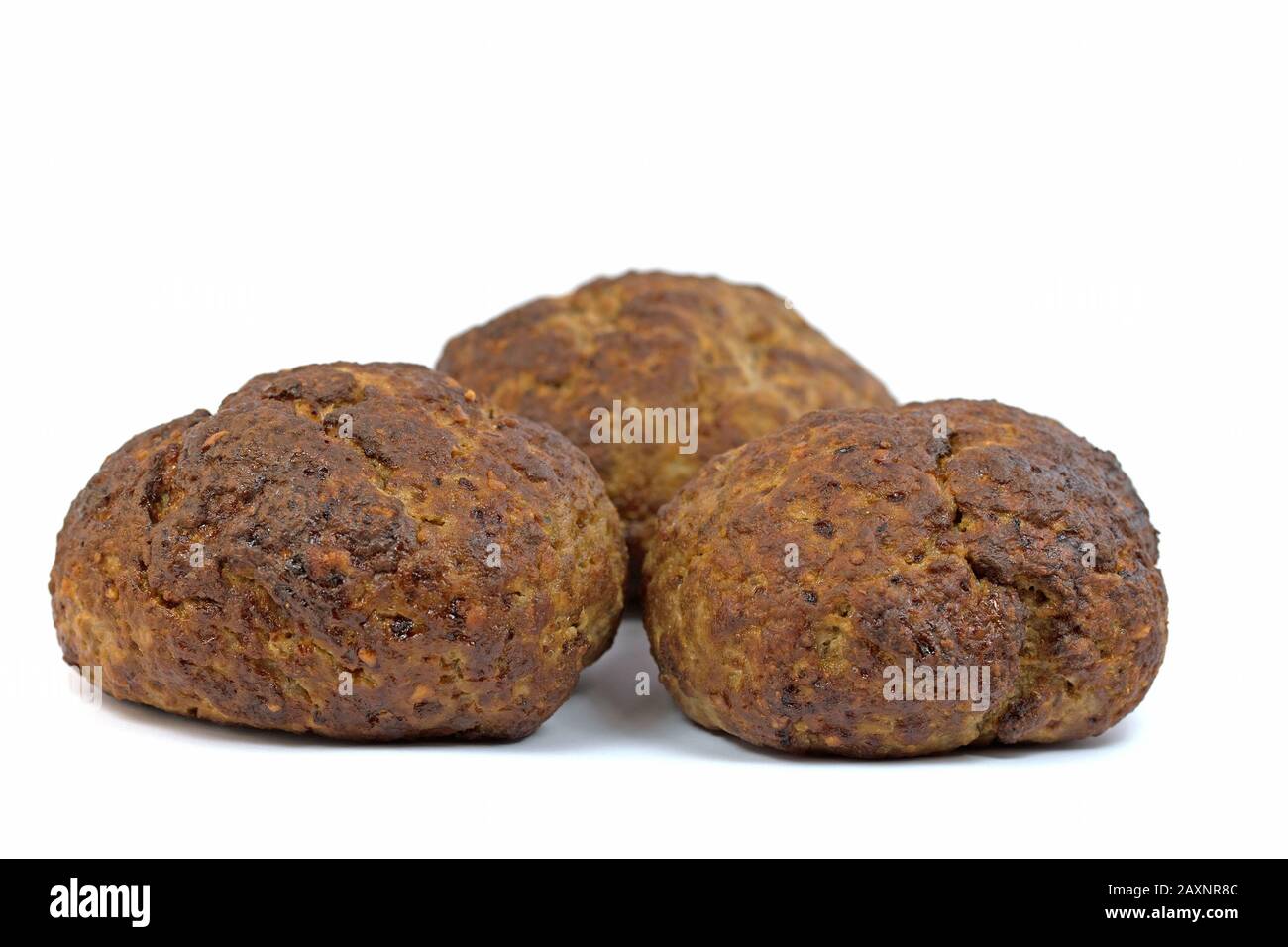 Fried meatballs against white background Stock Photo