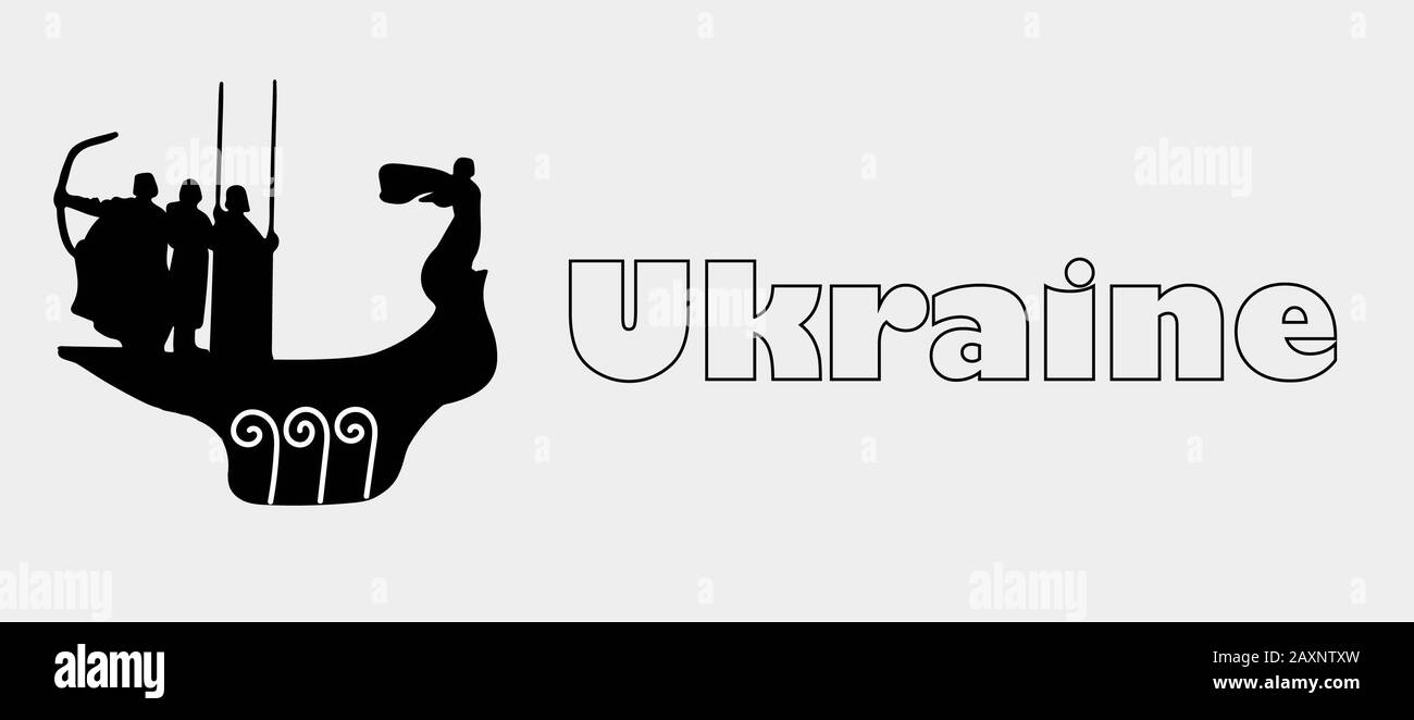 Sightseeing and landmark of Kiev, Ukraine. Icons, outline and colored