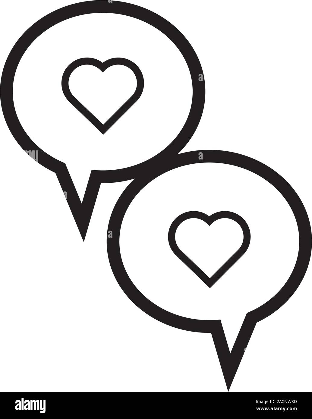 happy valentines day speech bubbles with hearts line style Stock Vector ...