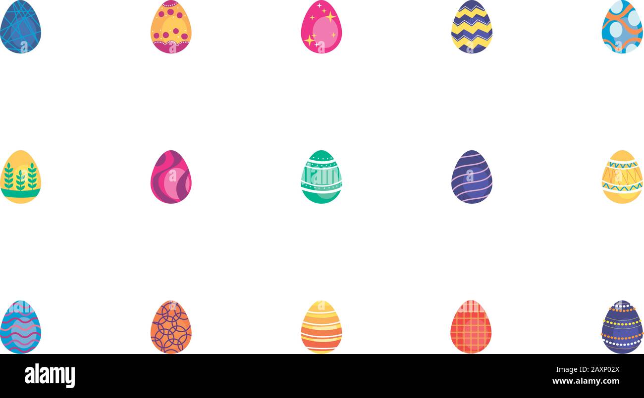 bundle easter eggs painted flat style icons Stock Vector Image & Art ...