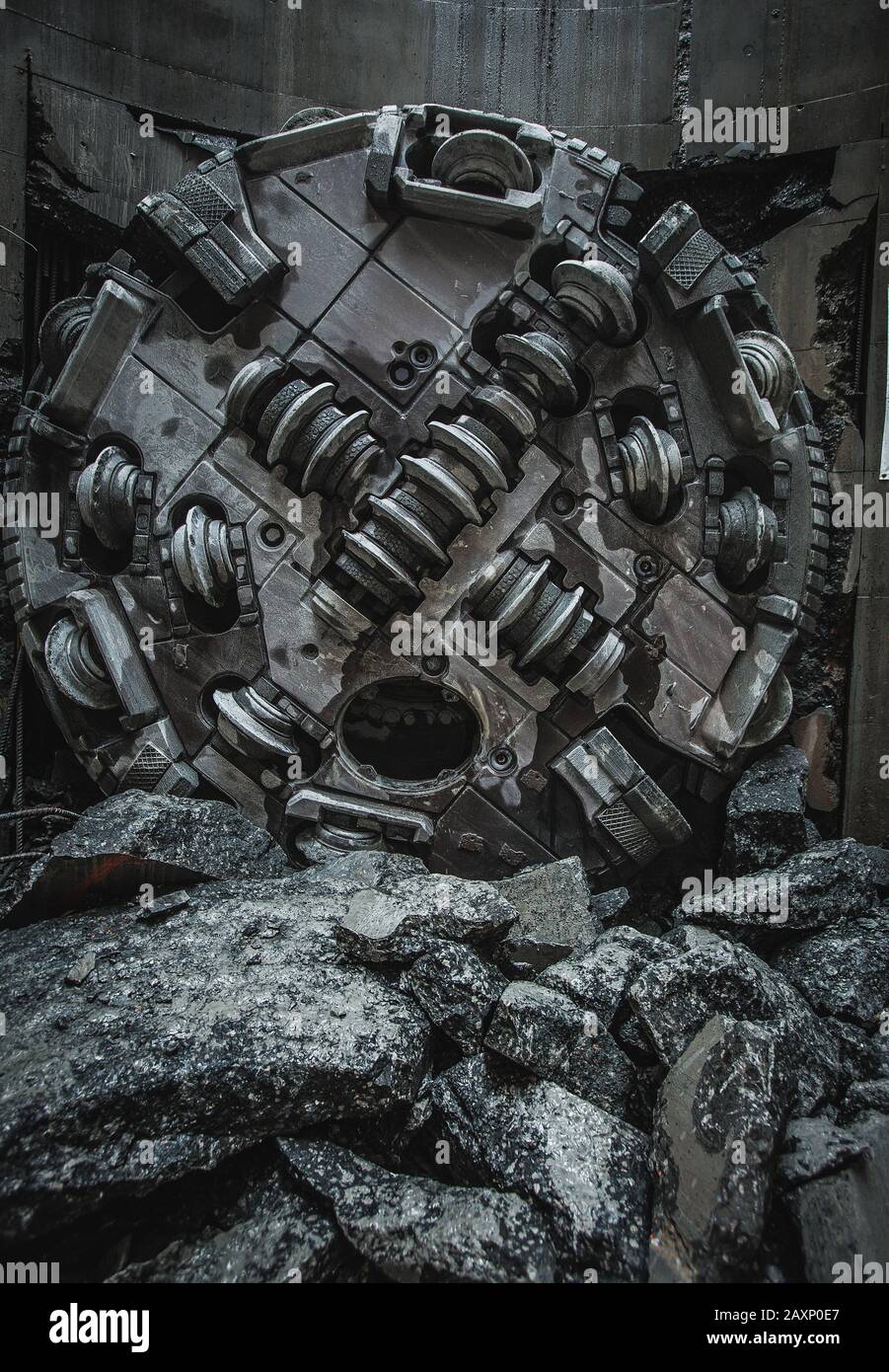 Tunnel Boring Machine breakthrough in Ottawa Stock Photo