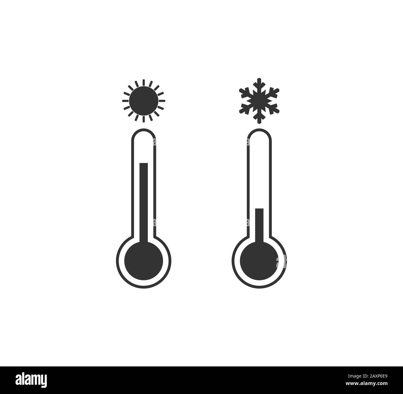 Hot, cold temperature icon. Vector illustration, flat design. Stock Vector