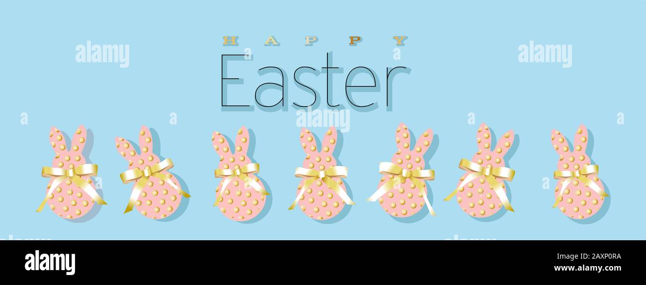 Happy Easter greeting card, poster, with cute, sweet bunny Stock Photo