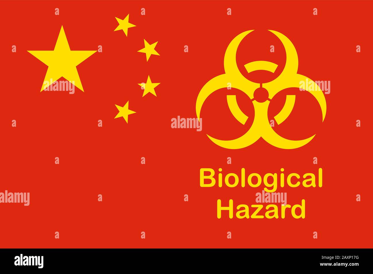 Biological Hazard, Coronavirus, China. Vector illustration, flat design. Stock Vector