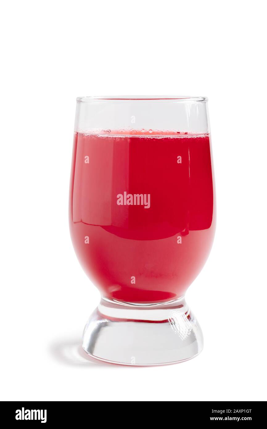 Glass of cranberry juice isolated on a white phones with clipping paths with shadow and without shadow Stock Photo