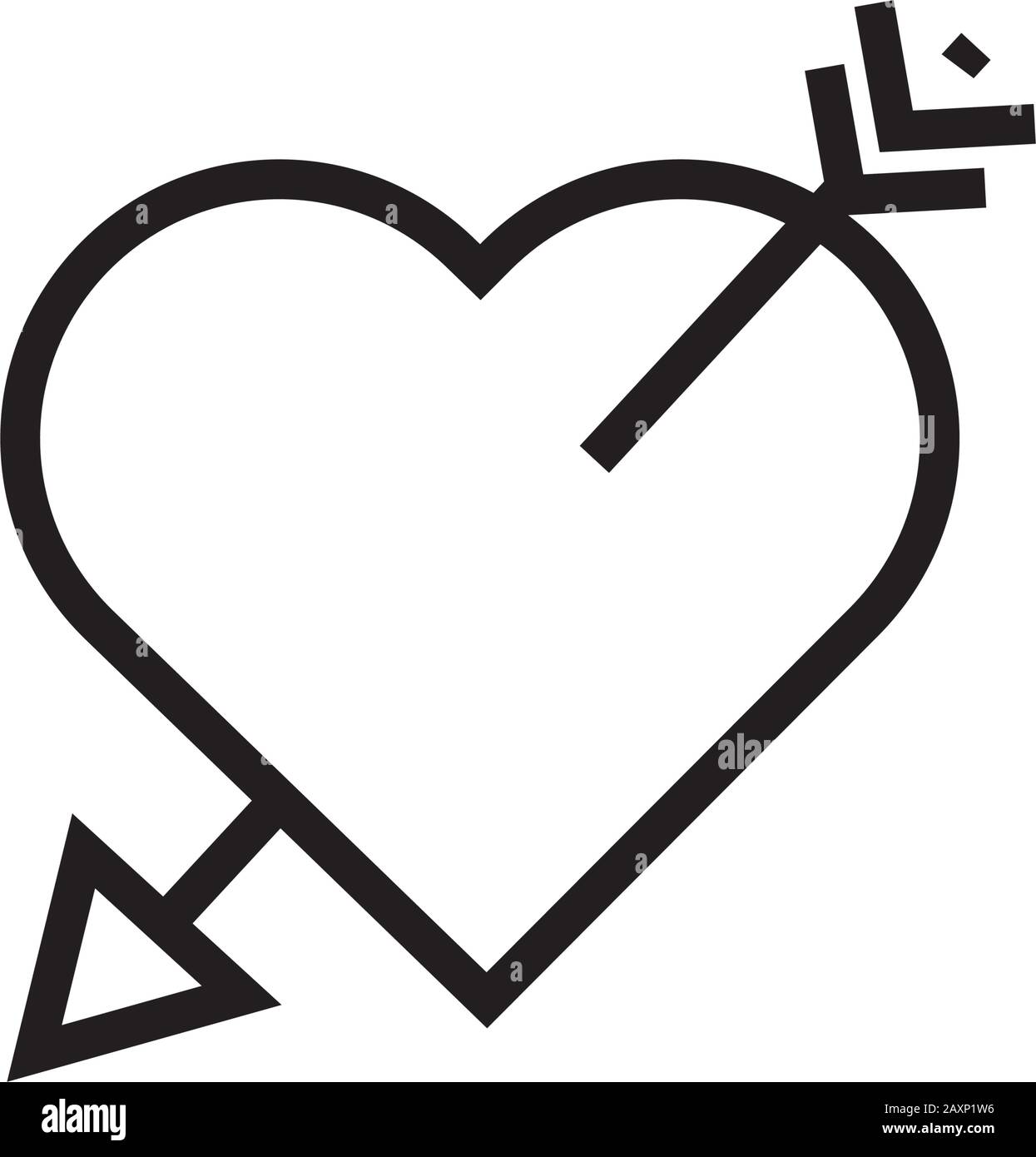 happy valentines day heart with arrow line style Stock Vector Image ...