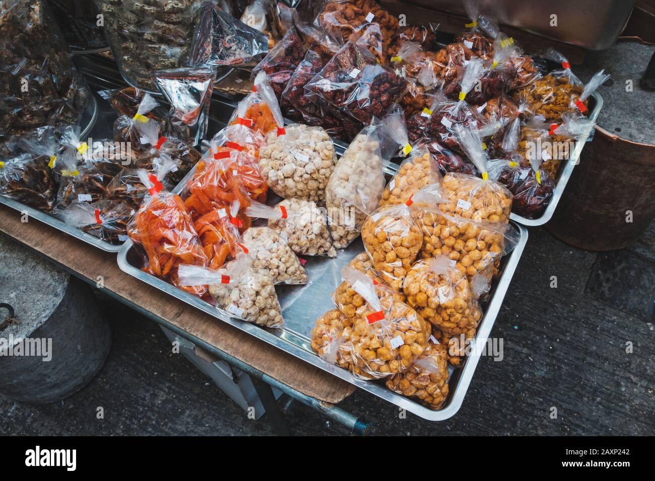 Snacks for sale on street food market in Hong Kong Stock Photo Alamy