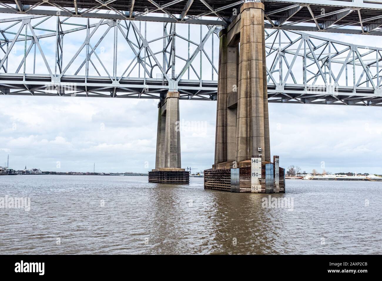 Water Level Gauge of Mississippi River in New Orleans, Louisiana, USA Stock Photo