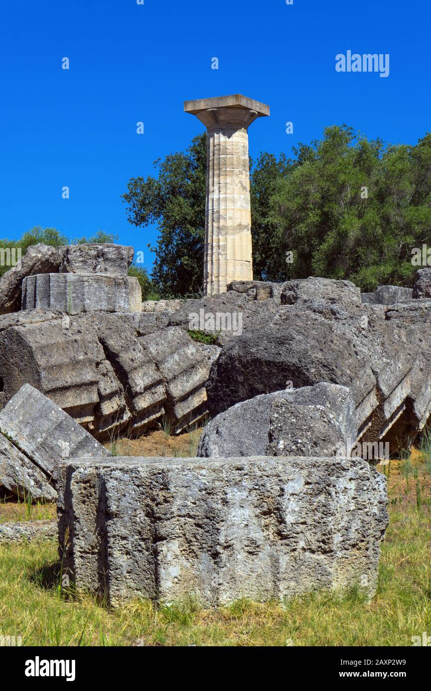 Ancient Greece. Ruins in Olympia Stock Photo
