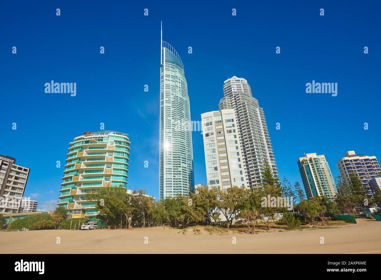 Landscape, Beach, Skyline, Surfers Paradise, Gold Coast, Queensland, Australia, Oceania Stock Photo