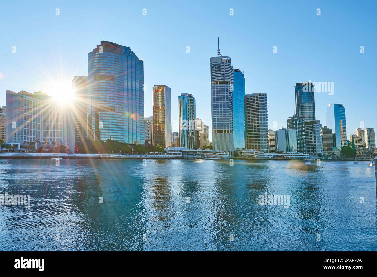 Landscape, Skyline, Brisbane River, Brisbane, Queensland, Australia, Oceania Stock Photo