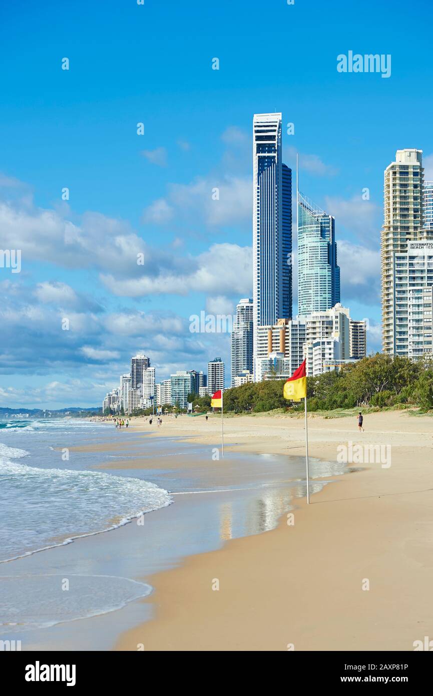 Landscape, Beach, Skyline, Surfers Paradise, Gold Coast, Queensland, Australia, Oceania Stock Photo