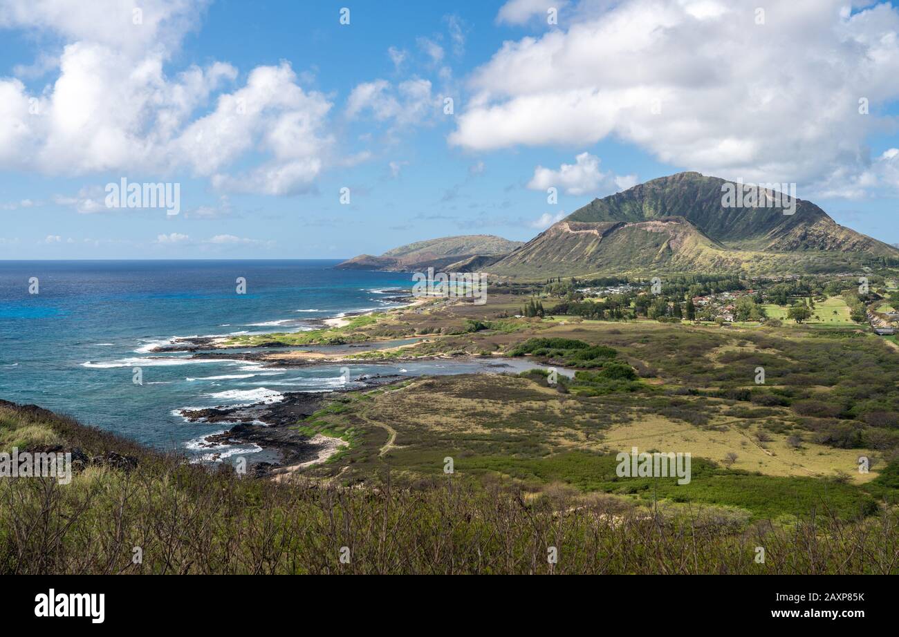 View inside the crater of the extinct volcano called Koko Head on Oahu
