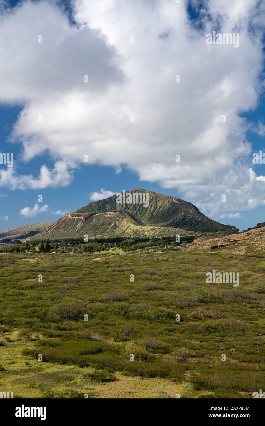 View inside the crater of the extinct volcano called Koko Head on Oahu