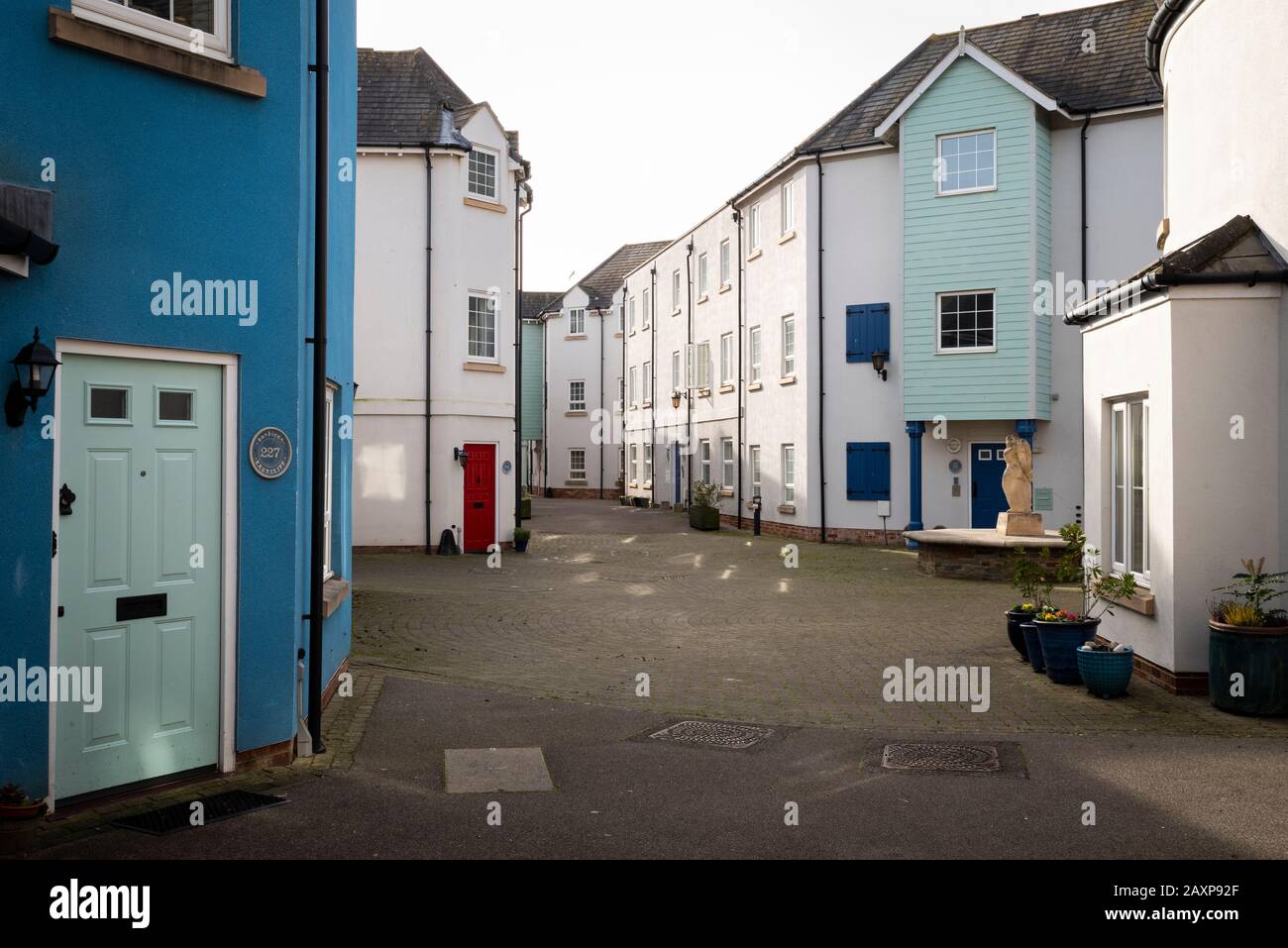 Portishead, England UK: Cheerful coloured cottages by The Barbican in the old part of town. Stock Photo