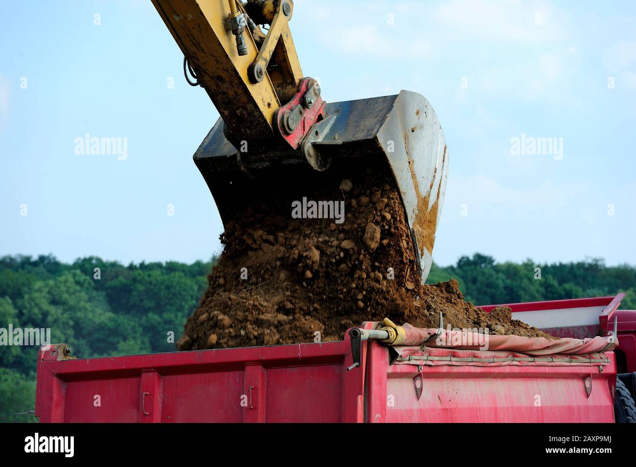 earth, earthworks, excavator, bucket, layer, removal, mining, heavy