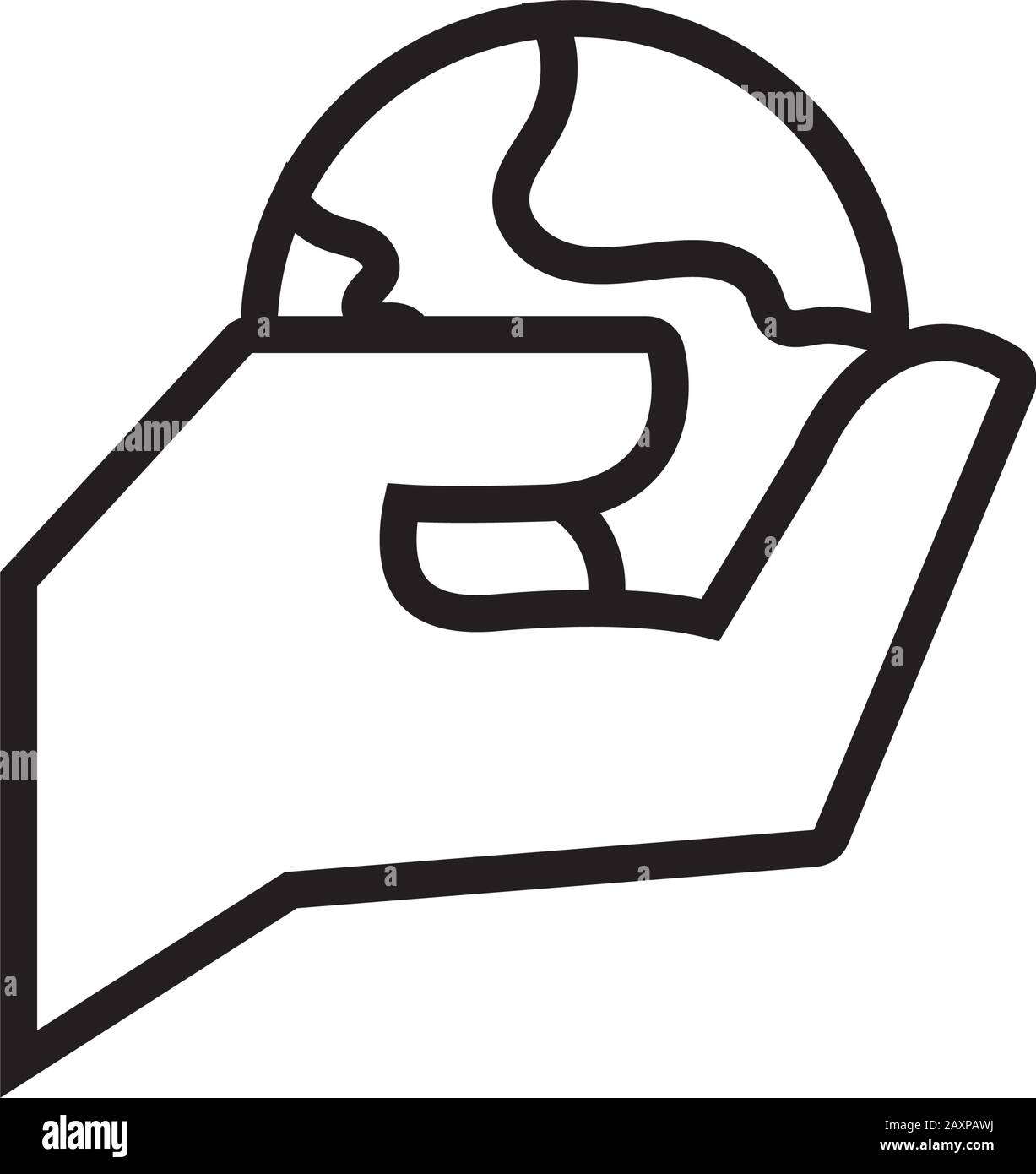 hand with world planet earth line style Stock Vector Image & Art - Alamy