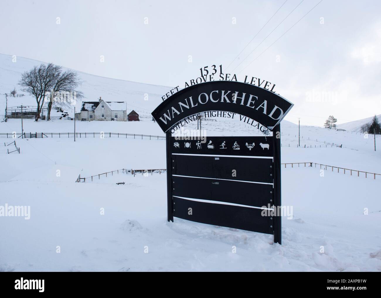 Wanlockhead, Dumfries & Galloway is Scotland's highest village at an altitude of 1531 feet above sea level. Stock Photo