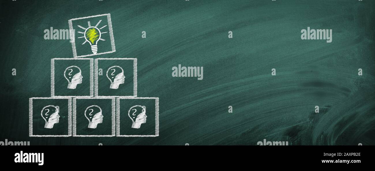 Teamwork cubes on a school blackboard Stock Photo