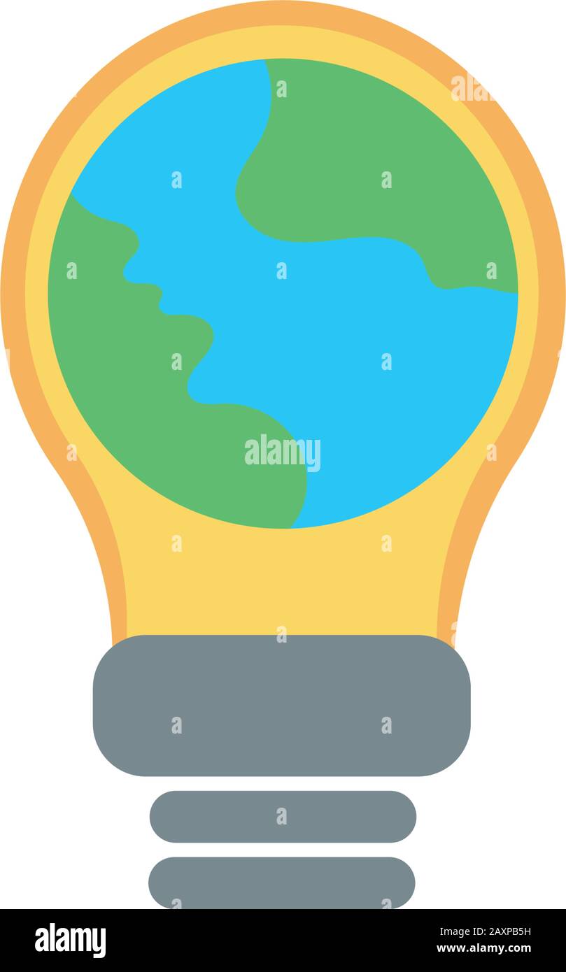 world planet earth in bulb light flat style Stock Vector Image & Art ...
