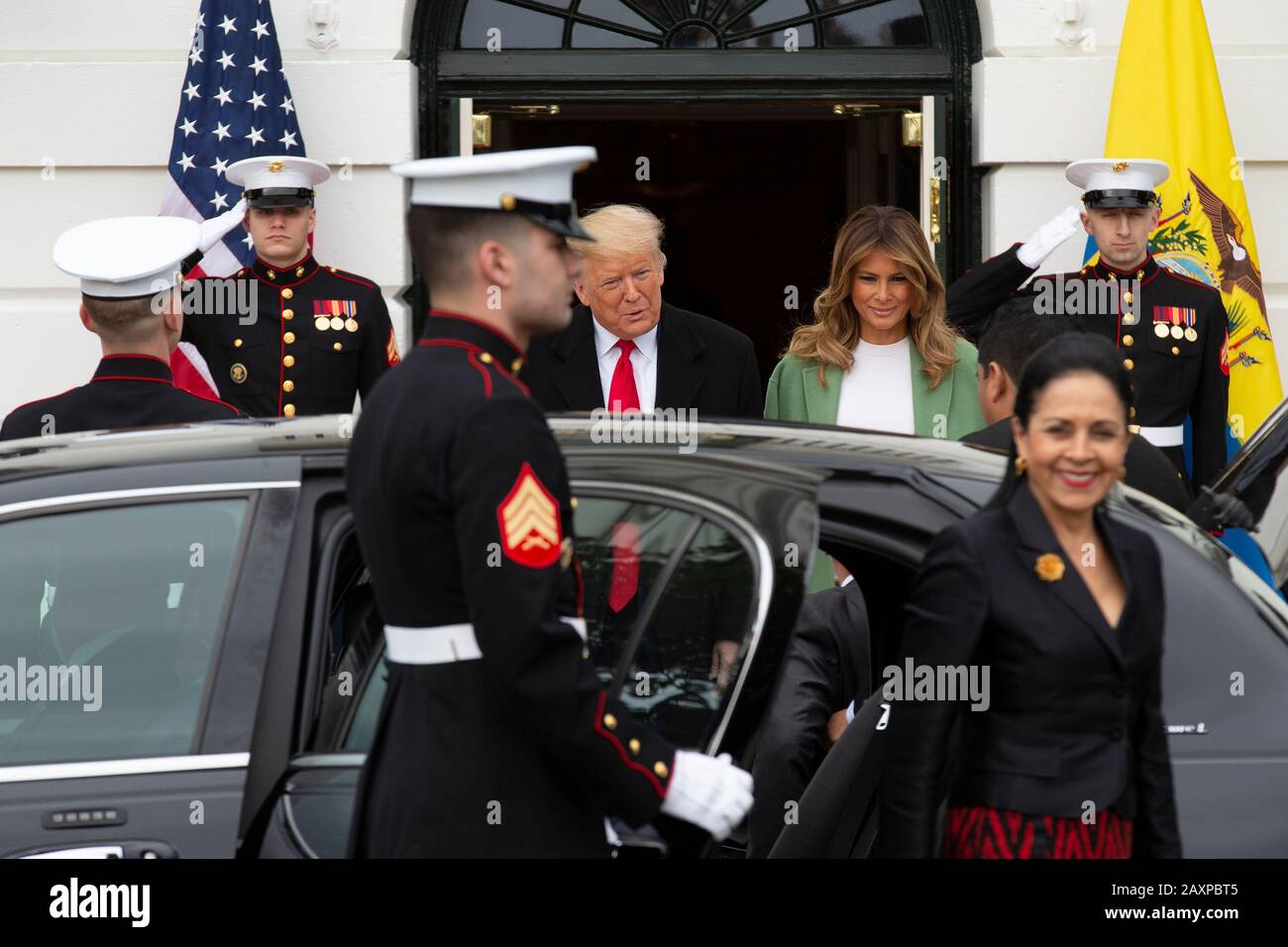 United States President Donald J. Trump and First lady Melania Trump greet the President of Ecuador Lenín Moreno and his wife Rocio Gonzales De Moreno outside the White House in Washington, DC, U.S. on Wednesday, February 12, 2020. Credit: Stefani Reynolds/CNP /MediaPunch Stock Photo