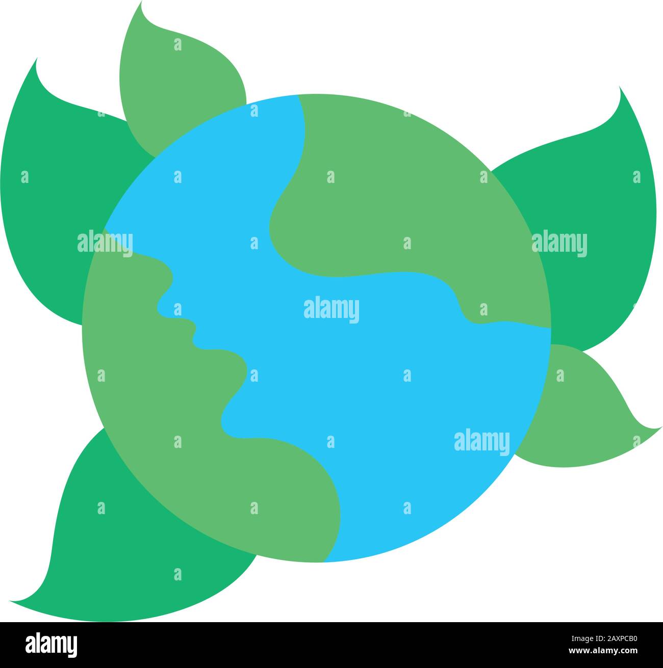 world planet earth with leafs plant flat style Stock Vector Image & Art ...