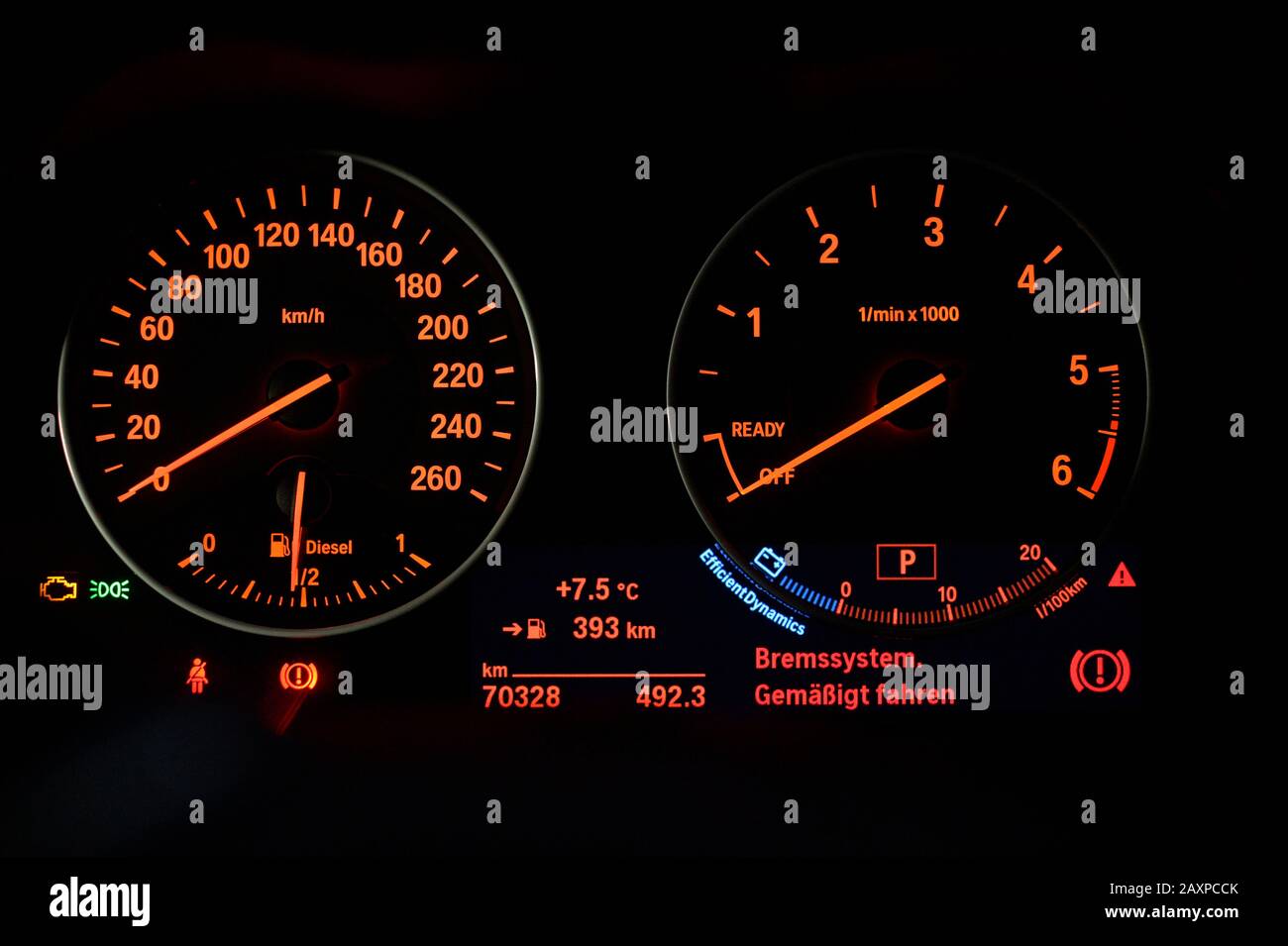 Tachometer with instrument panel with display Efficient Dynamics, fuel ...