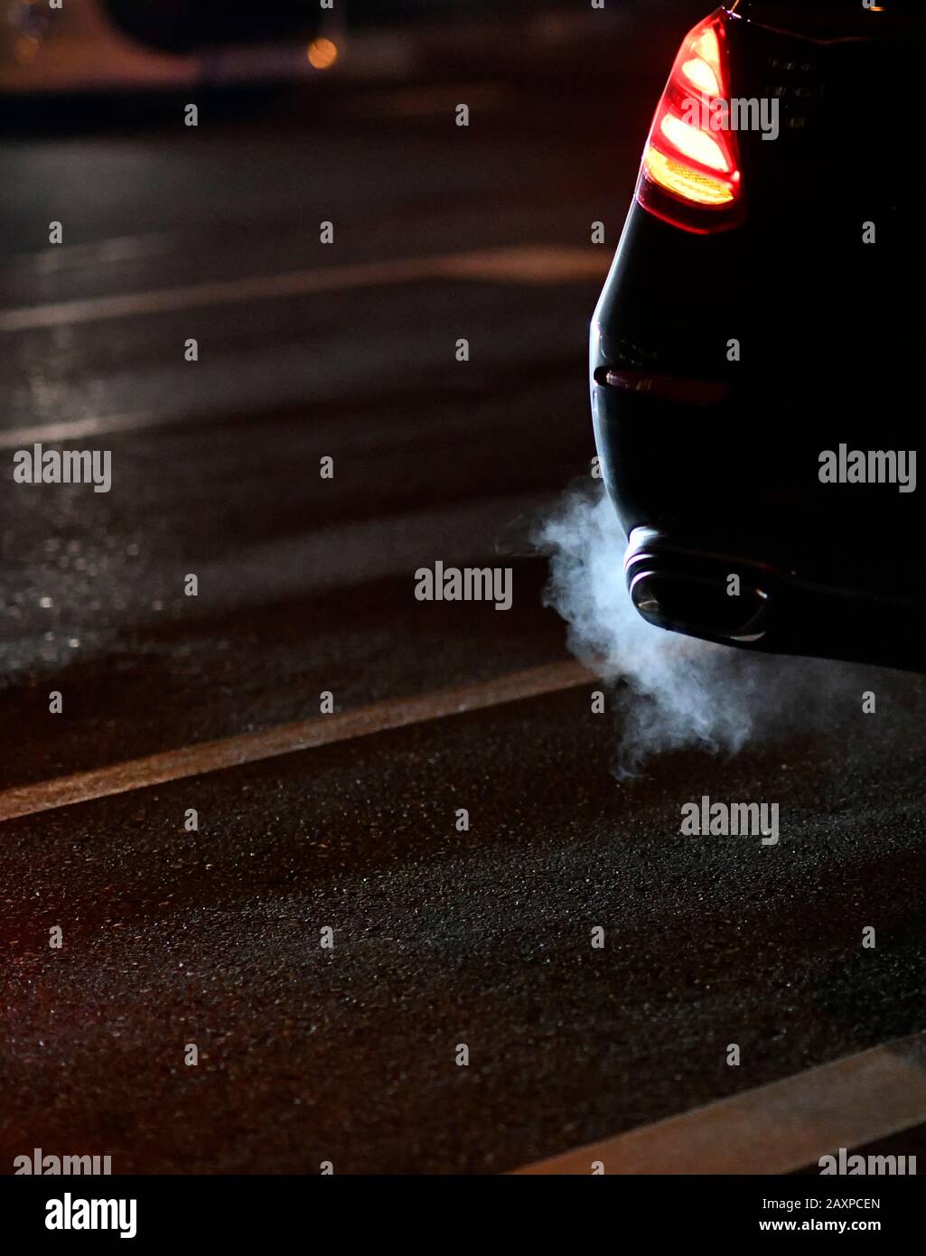 Exhaust with exhaust gases of an internal combustion engine, diesel engine, Stuttgart, Baden-Wuerttemberg, Germany Stock Photo