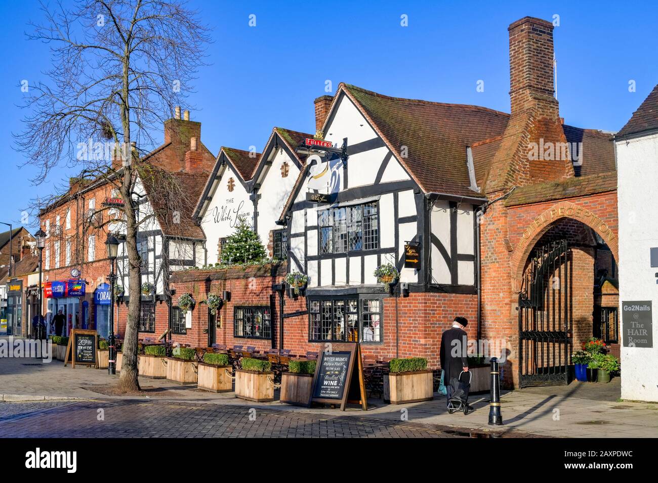 White Swan pub, Stratford upon Avon, Warwickshire, England, UK Stock Photo