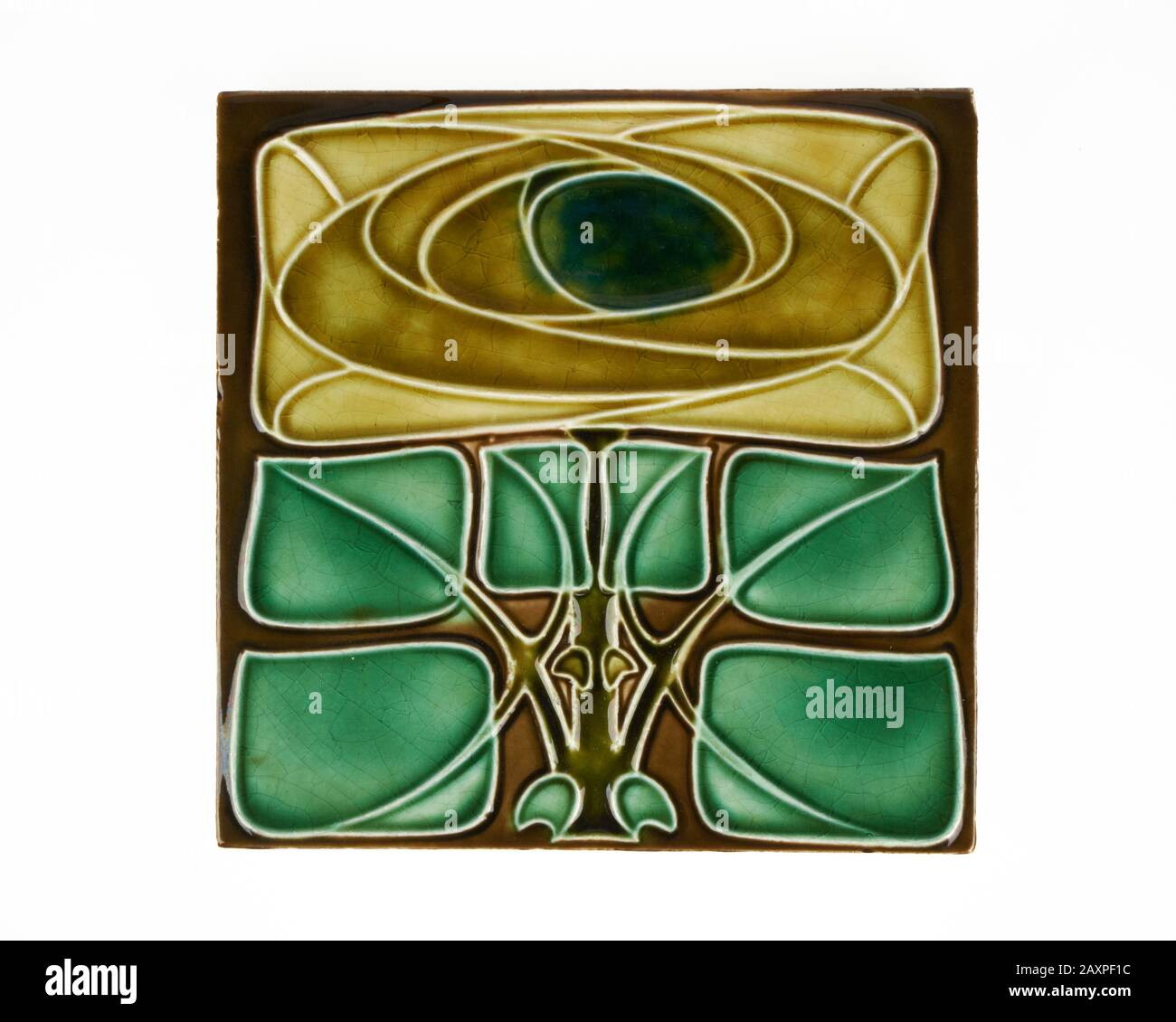 Antique 1900s Richards Glasgow Rose art nouveau pottery tile Stock Photo Alamy
