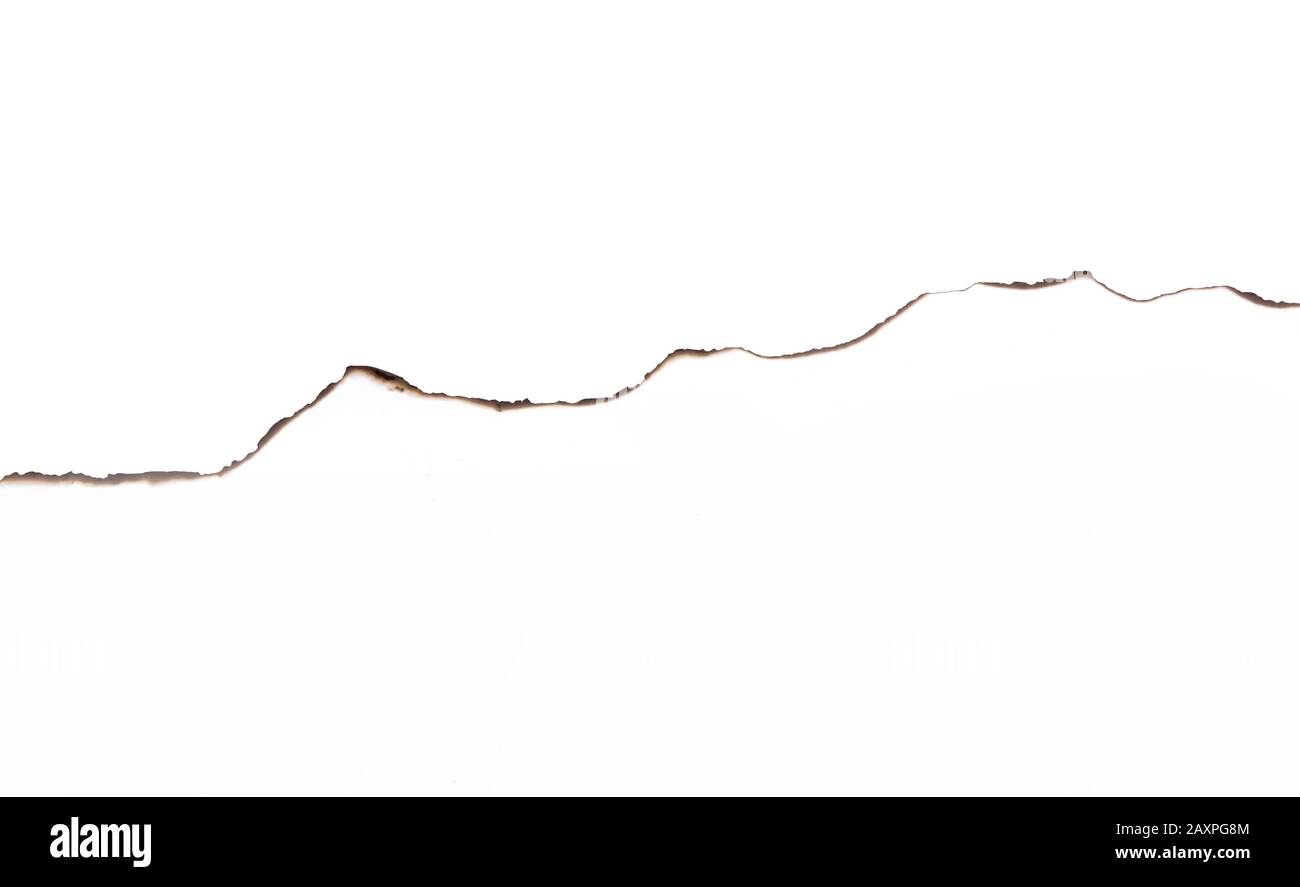 Paper burned old grunge on white background with clipping path Stock Photo