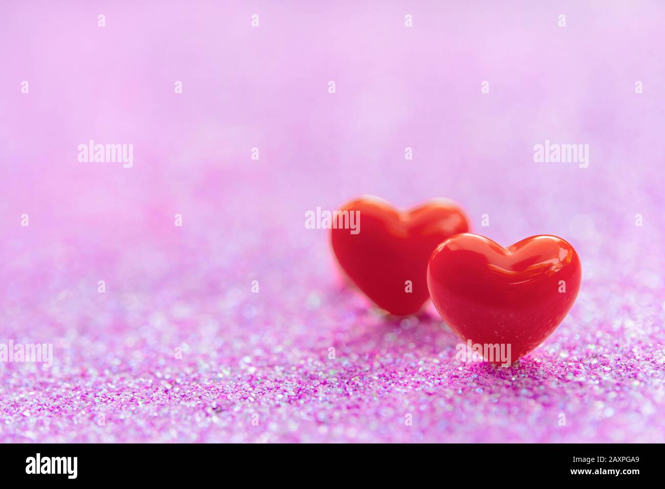 Valentines Day background with Red heart shapes on abstract light pink ...