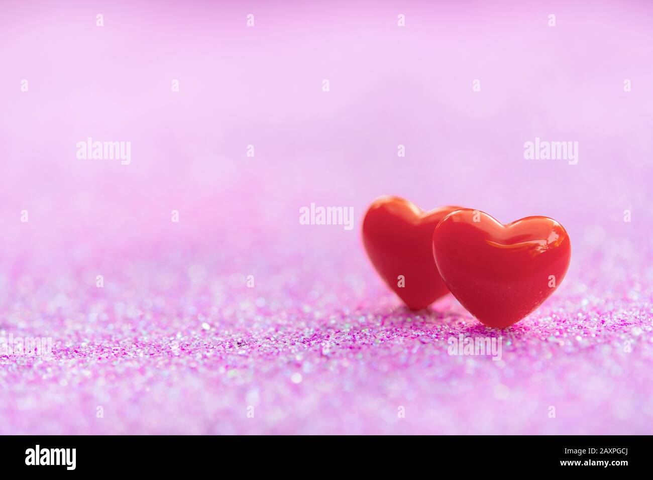 Valentines Day background with Red heart shapes on abstract light pink ...
