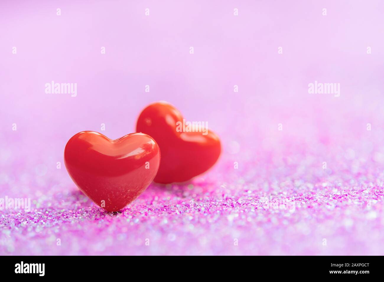 Valentines Day background with Red heart shapes on abstract light pink ...