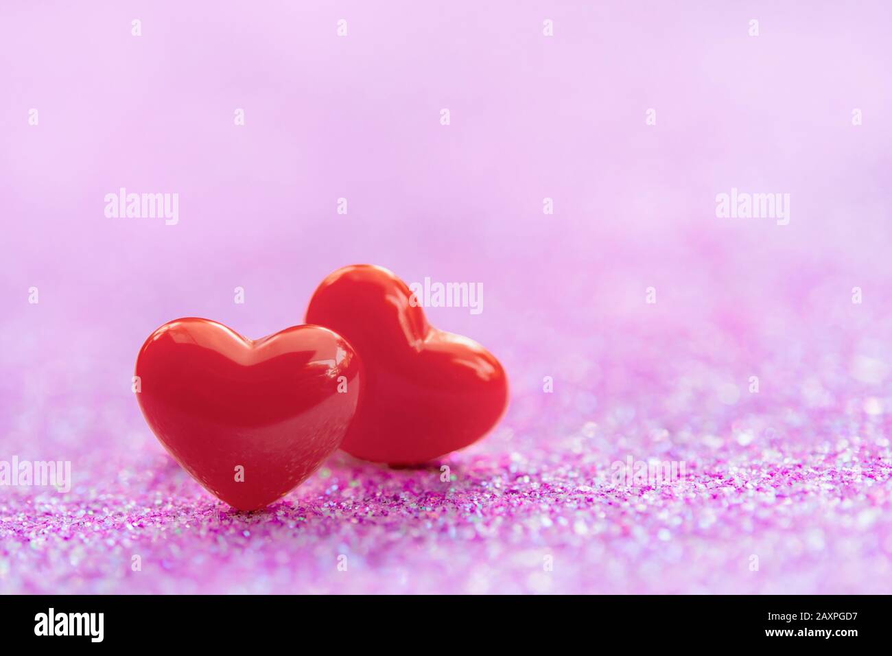 Valentines Day background with Red heart shapes on abstract light pink ...