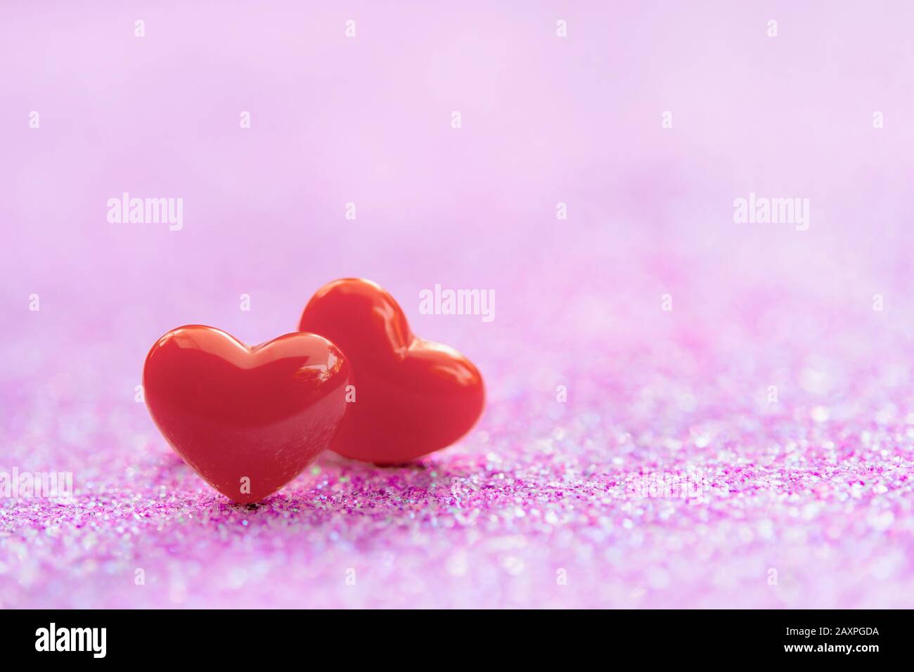Valentines Day background with Red heart shapes on abstract light pink ...