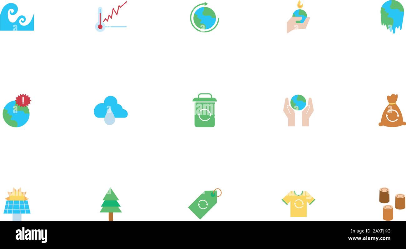 bundle of climate change set flat icons Stock Vector Image & Art - Alamy