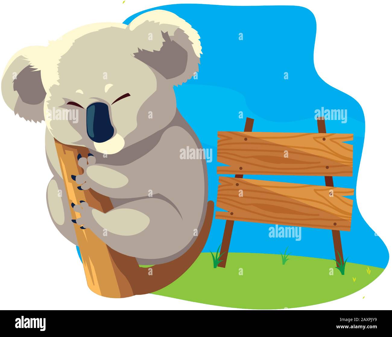 cute australian Koala on a tree with background landscape vector ...