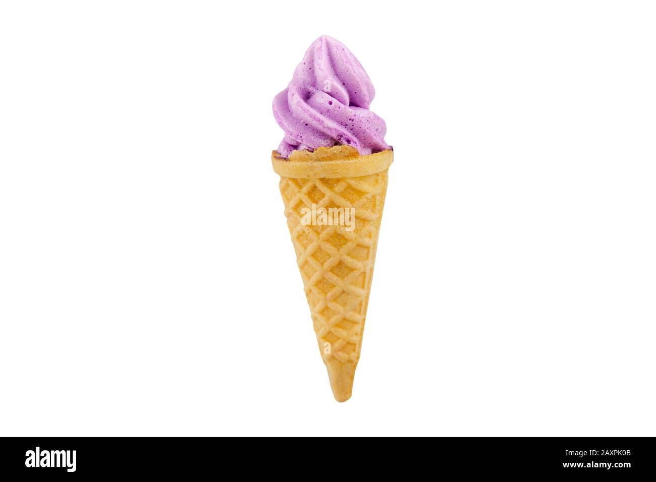 Purple soft serve ice cream isolated on white background with clipping path Stock Photo