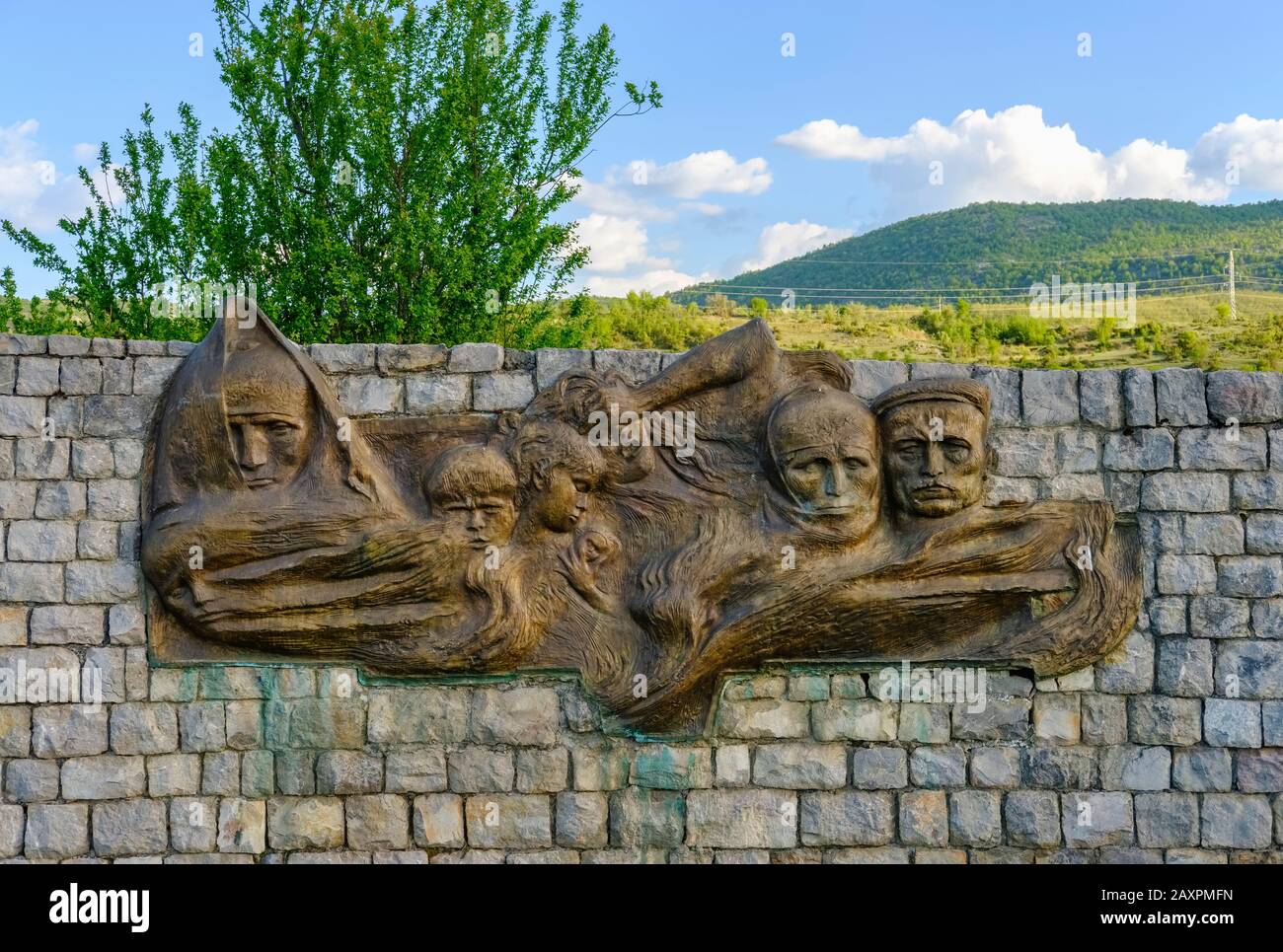 Memorial to the massacre of Borova, Borova, Borovë, Region Korça, Korca, Albania Stock Photo