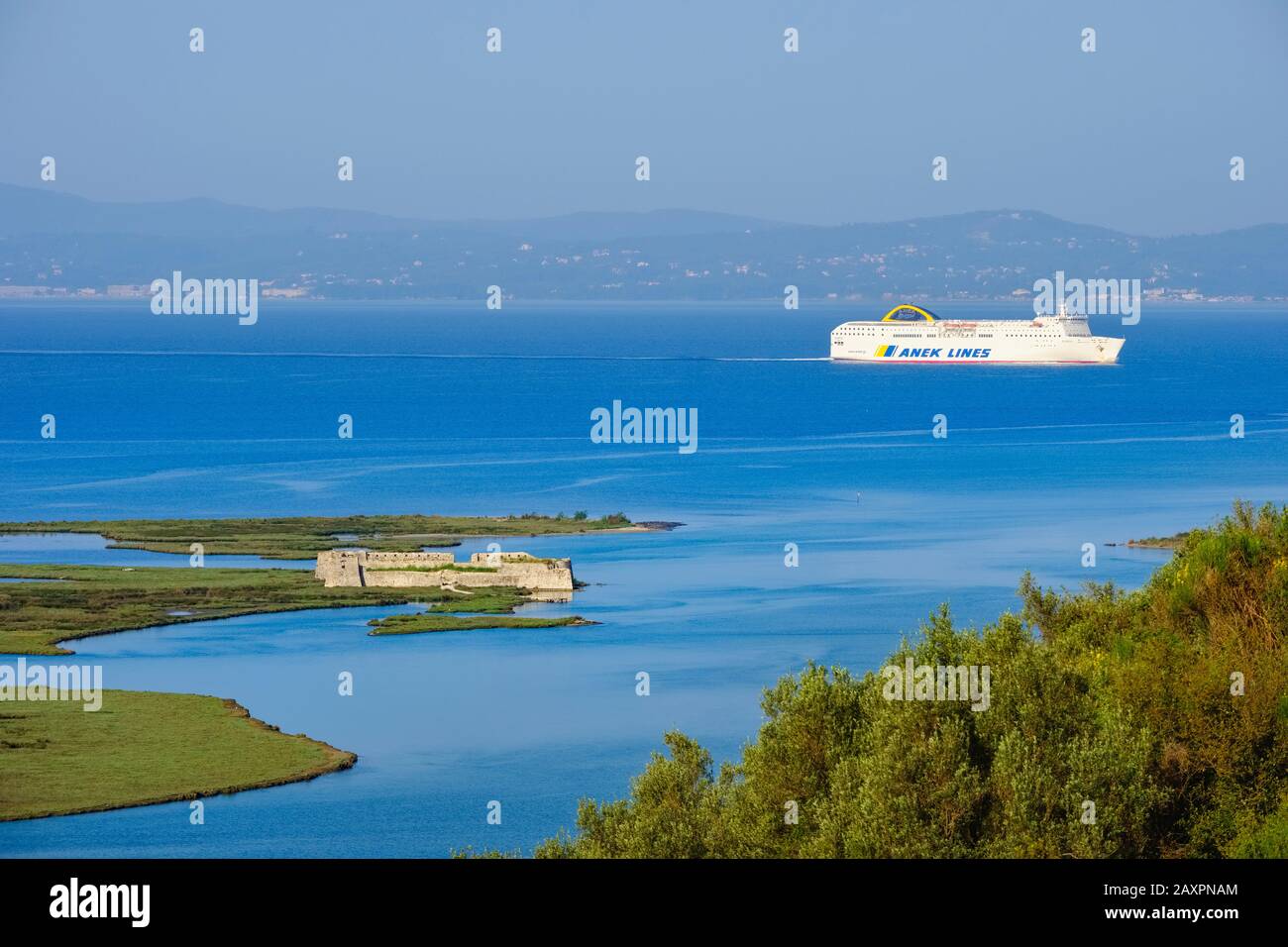 Ferry and Ali Pasha fortress, mouth of the Vivar Canal, Butrint ...