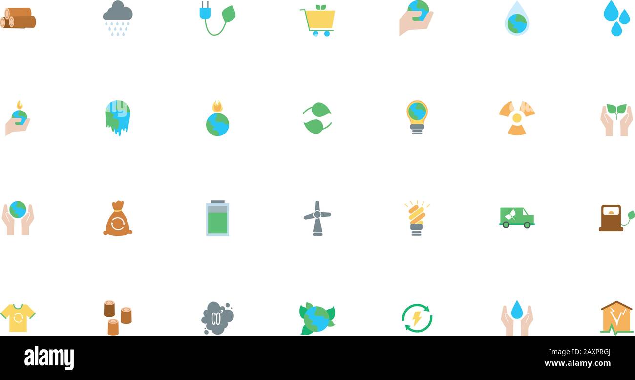 bundle of climate change set flat icons Stock Vector Image & Art - Alamy