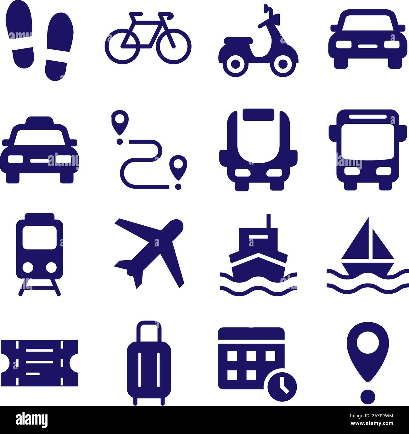Public transport silhouette icons flat vector set Stock Vector