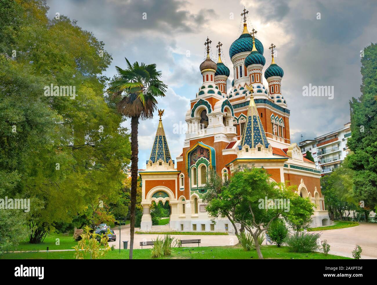 Orthodox Russian Cathedral of St.Nicholas in Nice. France Stock Photo