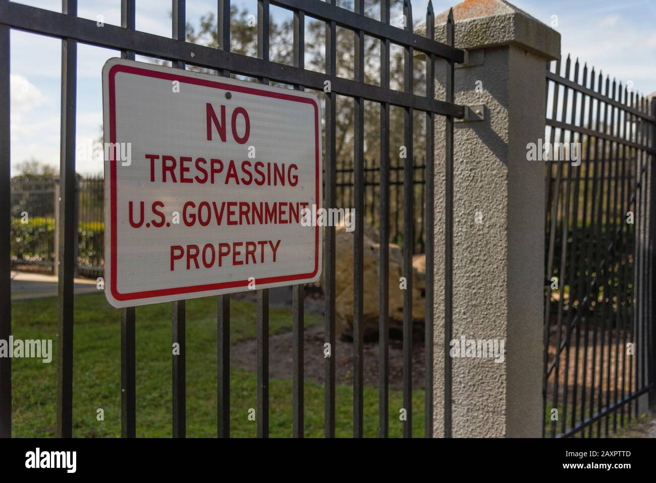 Posted no Trespassing U.S. Government Property USA Stock Photo