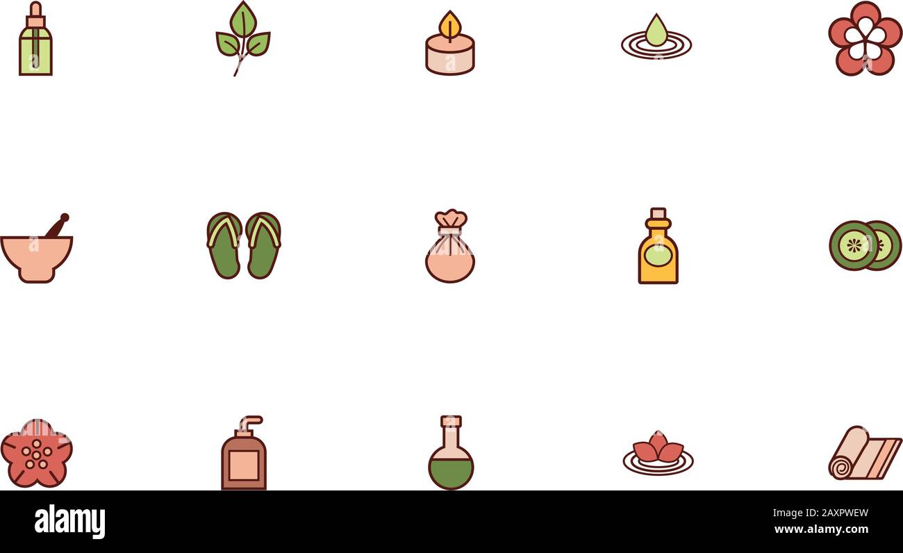 bundle of spa line and fill style icons Stock Vector Image & Art - Alamy
