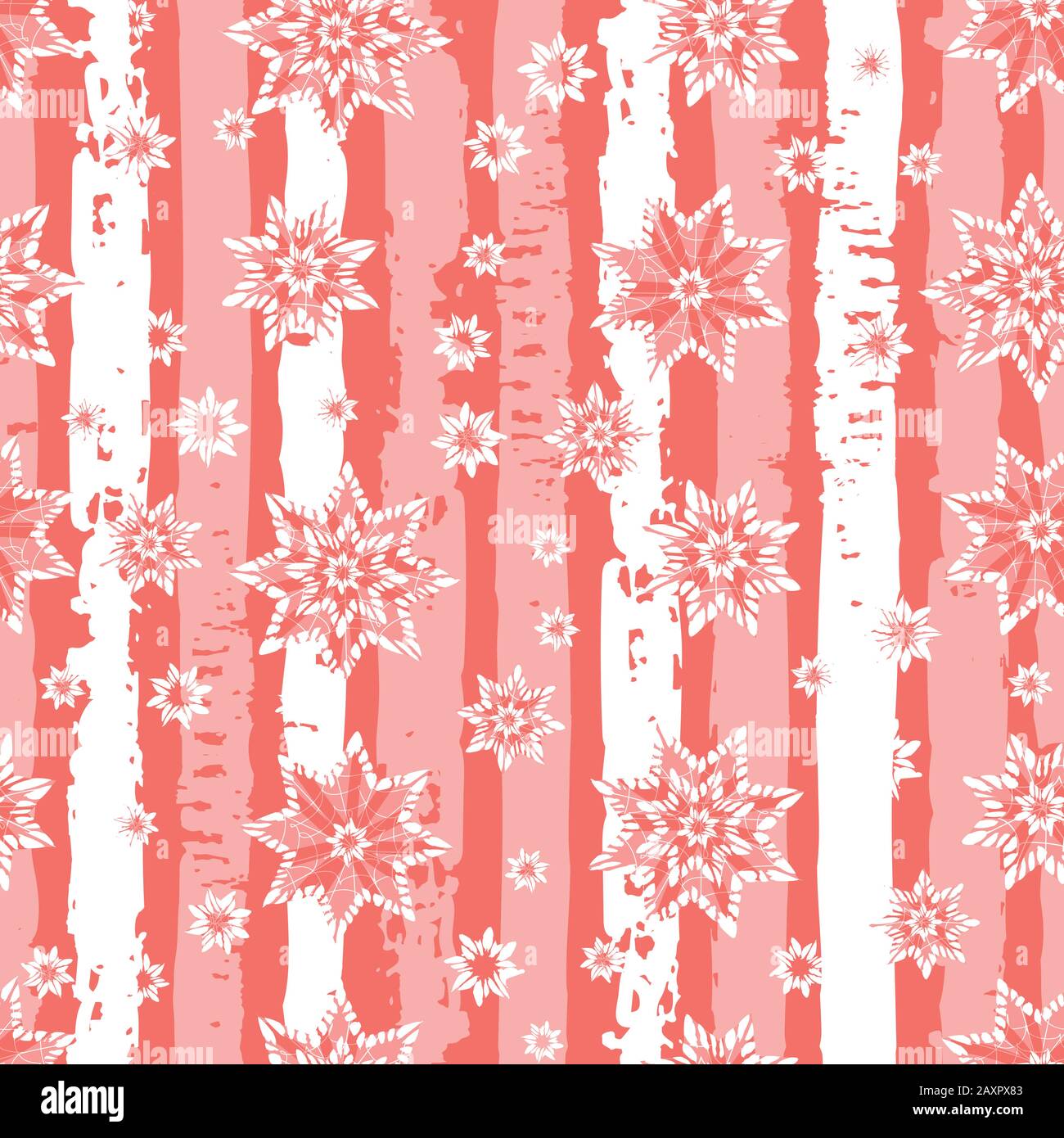 Vector red abstract snowflake stars seamless background 03 with ...
