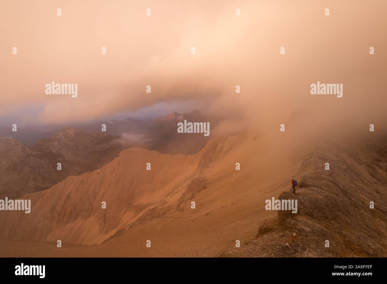 Misty mood near the Birkkarspitze (2749m) in the Karwendel mountains Stock Photo
