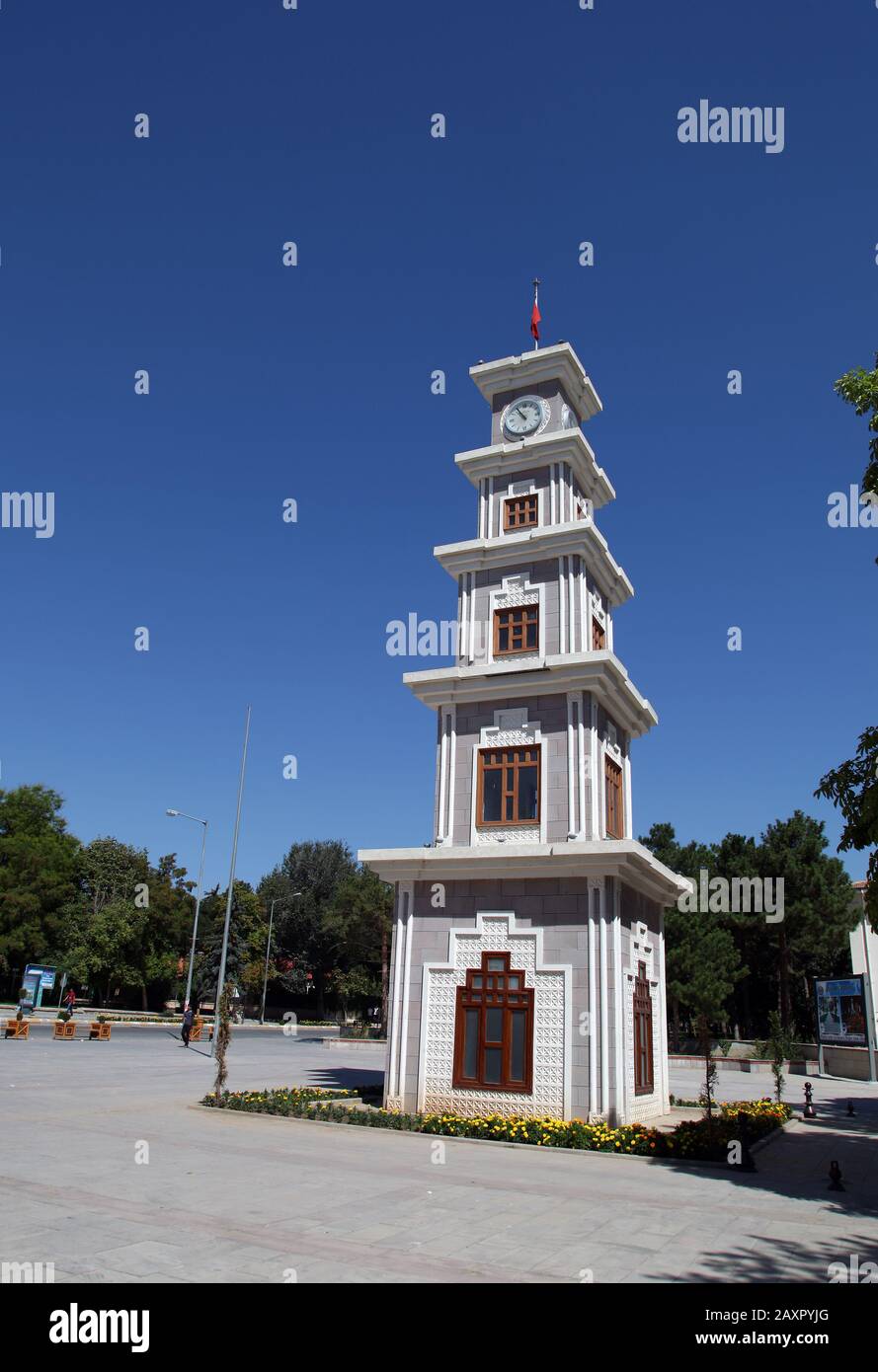 Watch Tower at city center in Erzincan, Turkey. Stock Photo